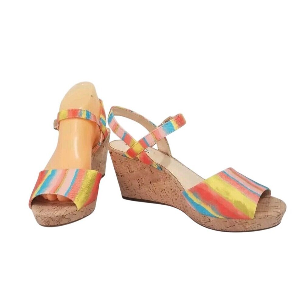 Alex Marie Women's Size 8.5 M Rainbow Wedges Slingback Sandals Shoes 196